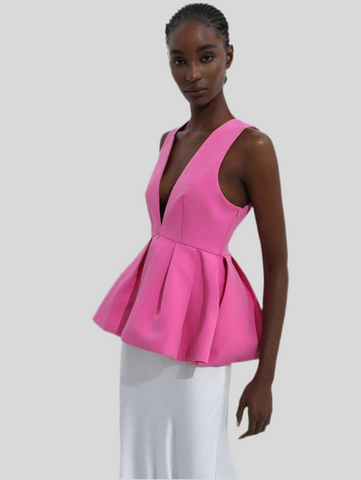 PEPLUM TOP WITH DEEP NECKLINE 3 CLOSURES