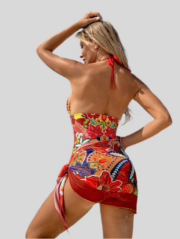CONJUNTO DE TRAJE DE BAÑO Y MINI PAREO 2 CLRS