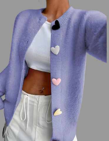 CHAQUETA DE PUNTO BOTON CORAZON 8 CLRS