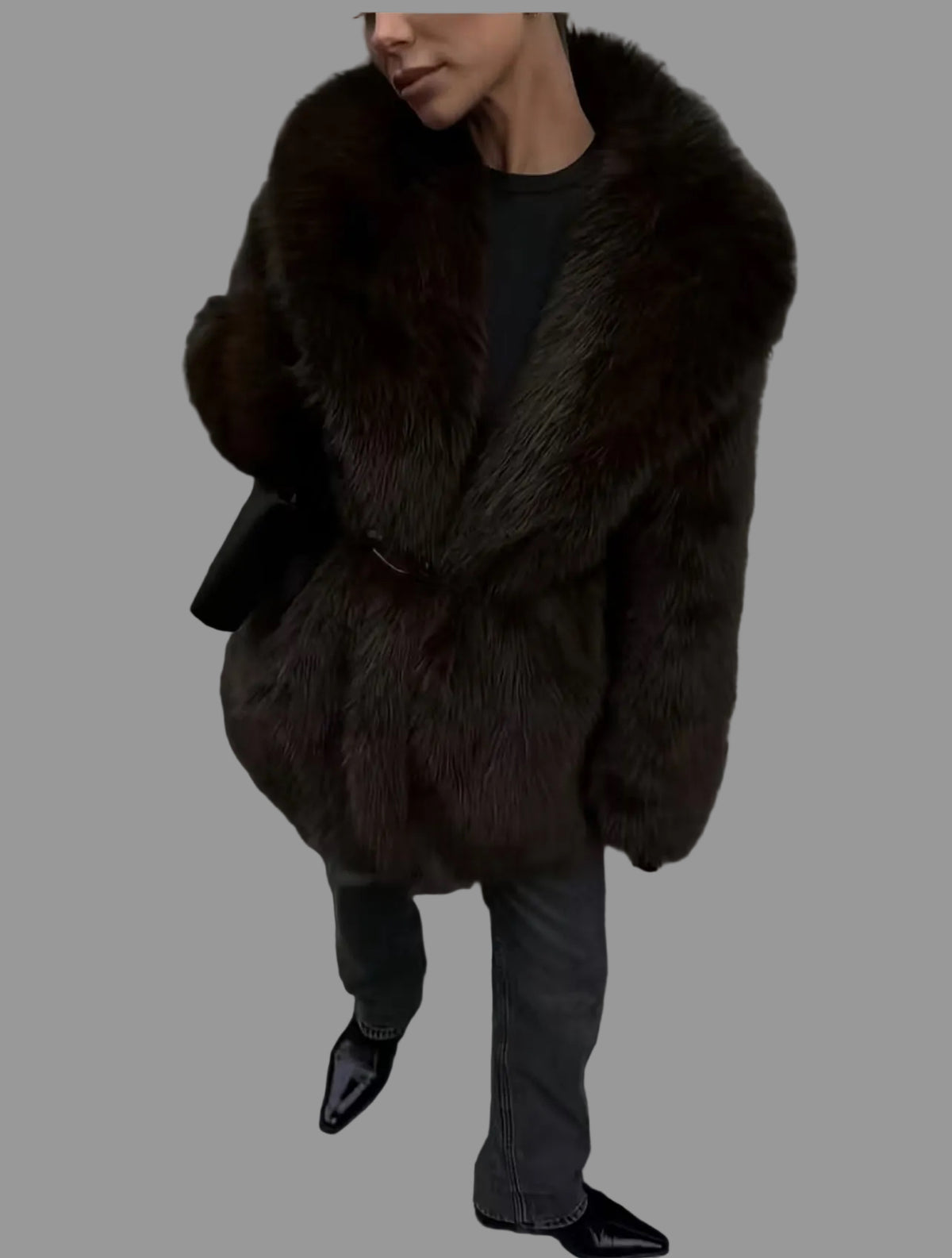 CHAQUETÓN FAUX FUR CON GRAN CUELLO