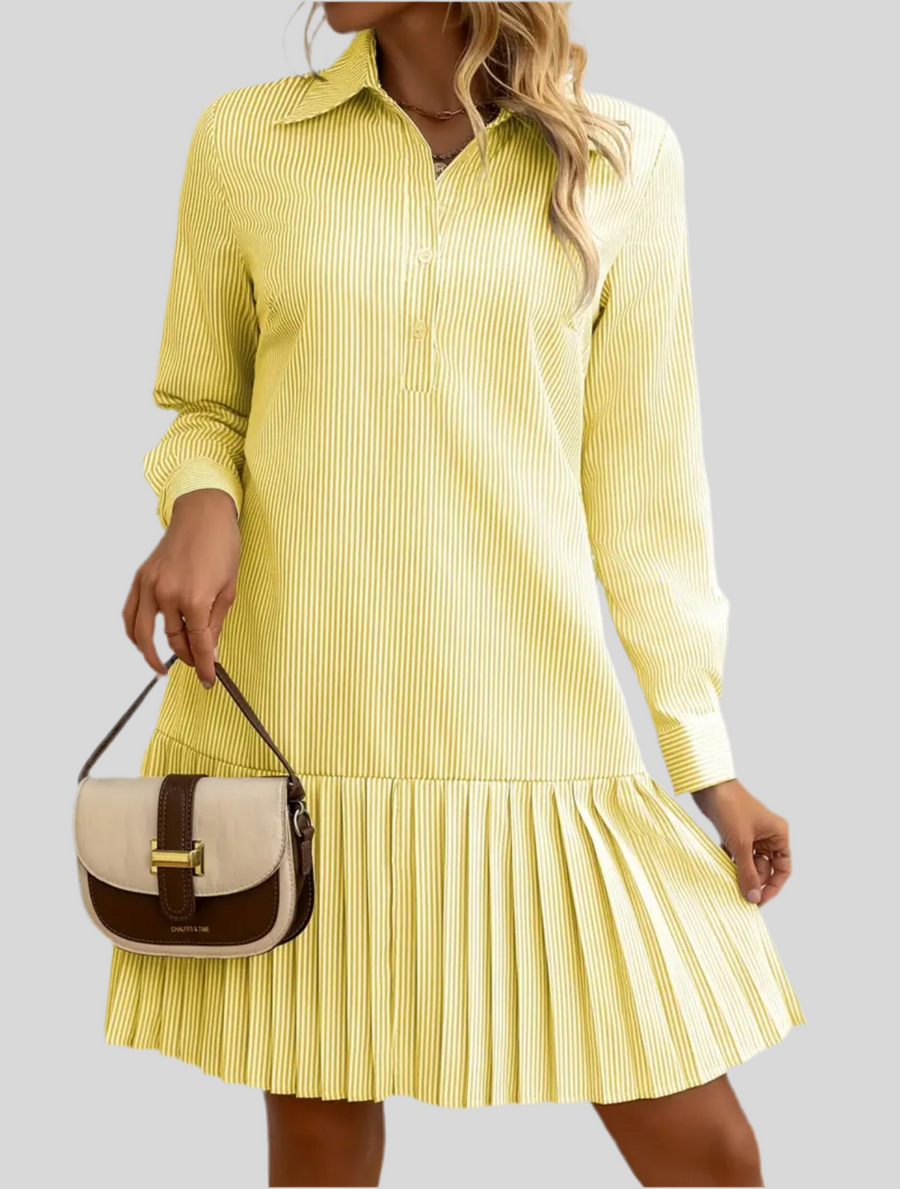 VESTIDO CAMISERO VOLANTE PLISADO 5 CLRS