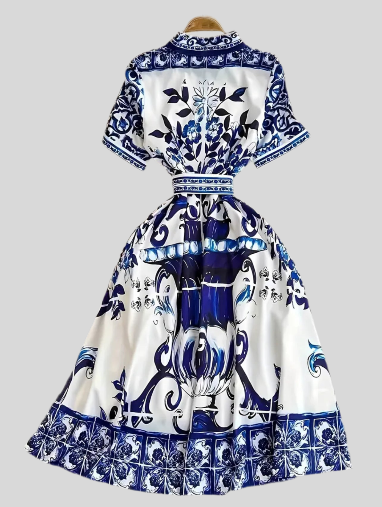 VESTIDO CAMISERO ESTAMPADO AZUL 2 CLRS