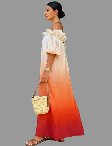 VESTIDO DEGRADEE LARGO HOMBROS 5 CLRS