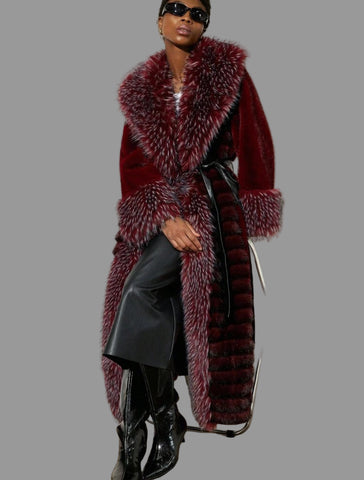 ABRIGO DE PIEL ECOLÓGICA BURDEOS