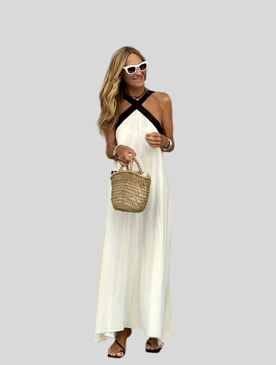 VESTIDO LARGO EN CONTRASTE 7 CLRS
