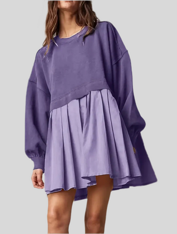 VESTIDO CORTO OVERSIZE DOS TEJIDOS 3 CLRS