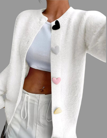 CHAQUETA DE PUNTO BOTON CORAZON 8 CLRS