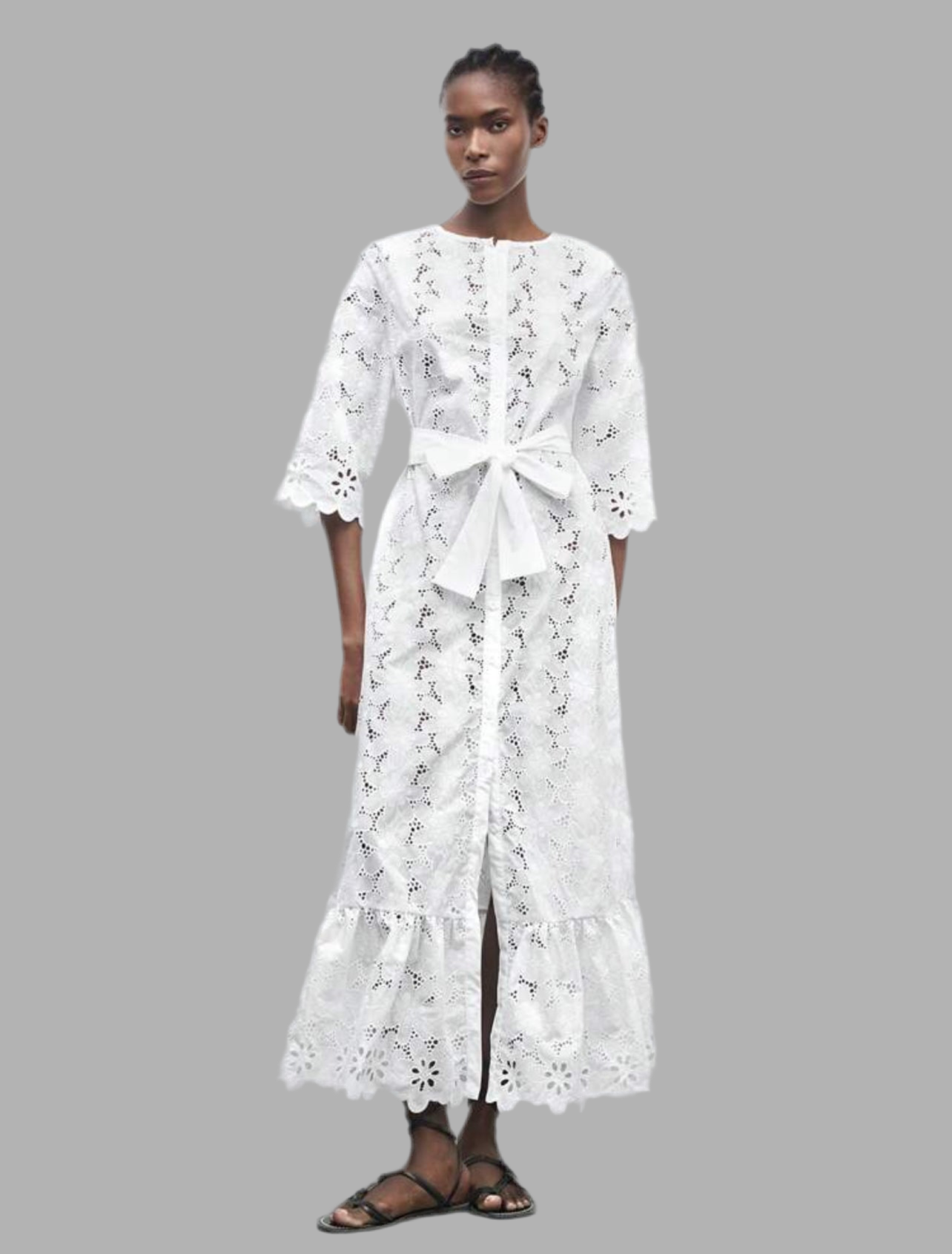 VESTIDO CON LAZADA ABOTONADO 3 CLRS