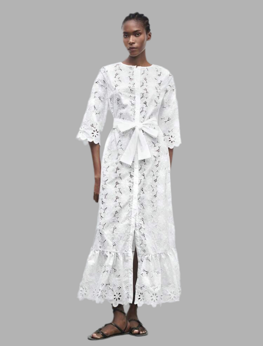 VESTIDO CON LAZADA ABOTONADO