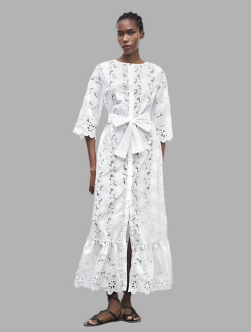 VESTIDO CON LAZADA ABOTONADO 3 CLRS