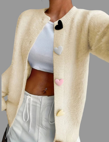 CHAQUETA DE PUNTO BOTON CORAZON 8 CLRS