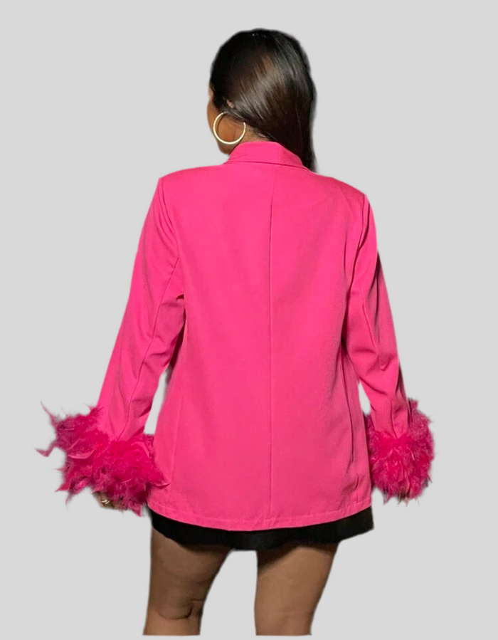 CHAQUETA OVERSIZE CEREMONIA CON PLUMAS