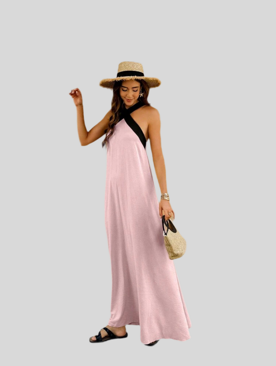 VESTIDO LARGO EN CONTRASTE 7 CLRS