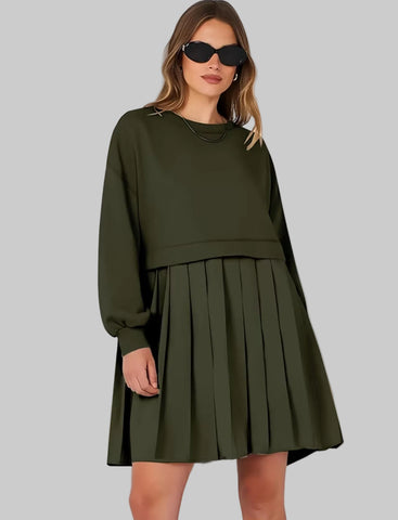 VESTIDO CORTO OVERSIZE DOS TEJIDOS 3 CLRS