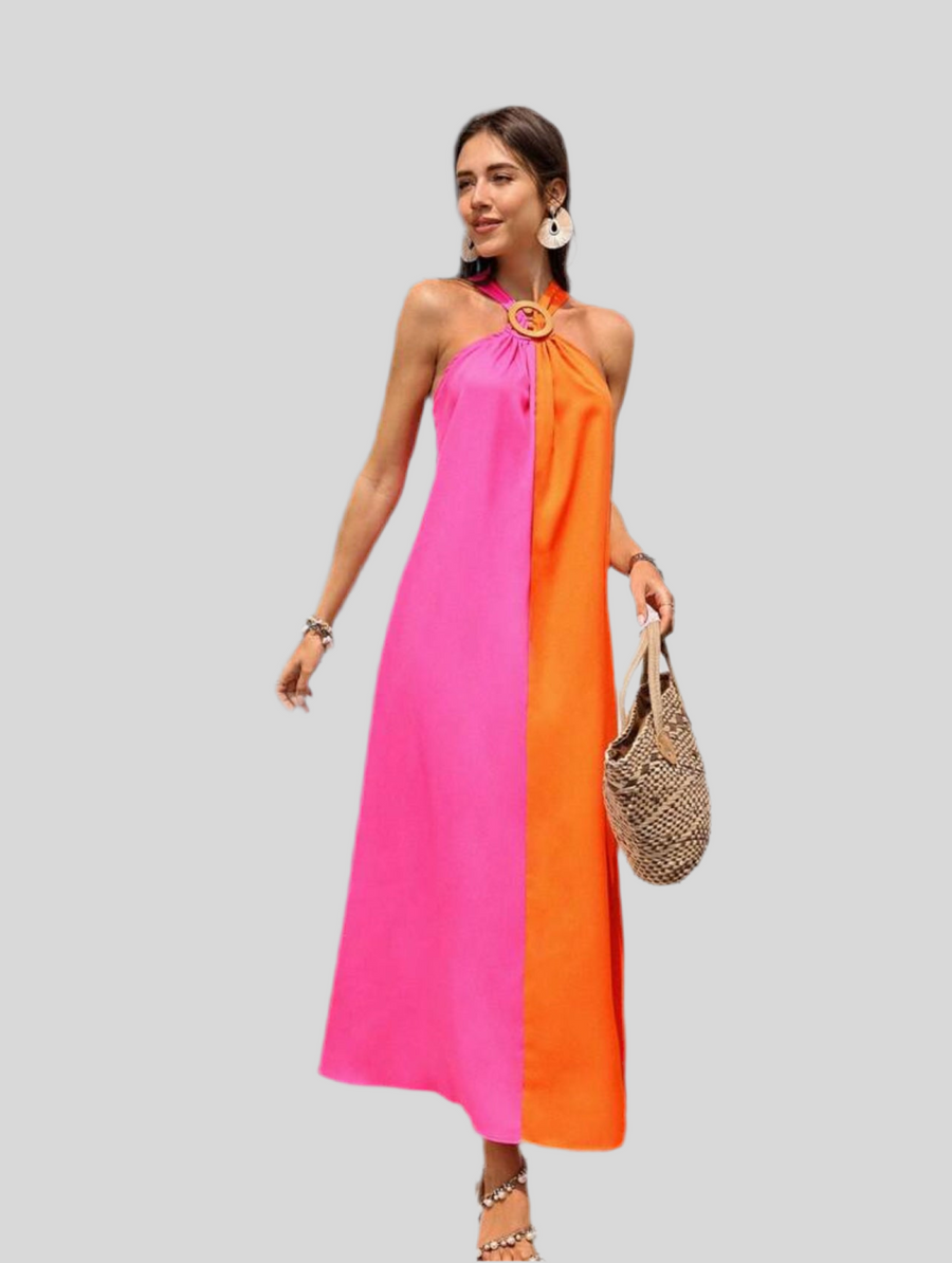 VESTIDO LARGO BICOLOR AMPLIO Y FRESCO