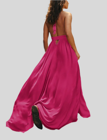 VESTIDO LARGO DE VERANO HALTER 6 CLRS