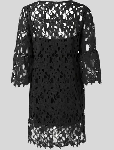 VESTIDO DE GUIPUR MANGAS VOLANTE 2 CLRS