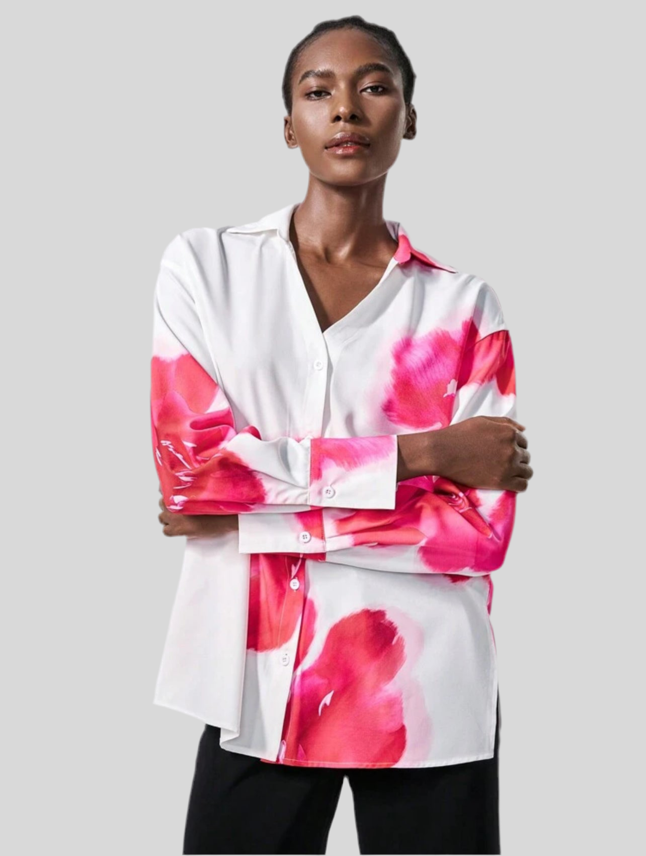 CAMISA ESTAMPADA AMPLIA ELASTICA