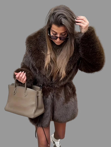 CHAQUETÓN FAUX FUR CON GRAN CUELLO
