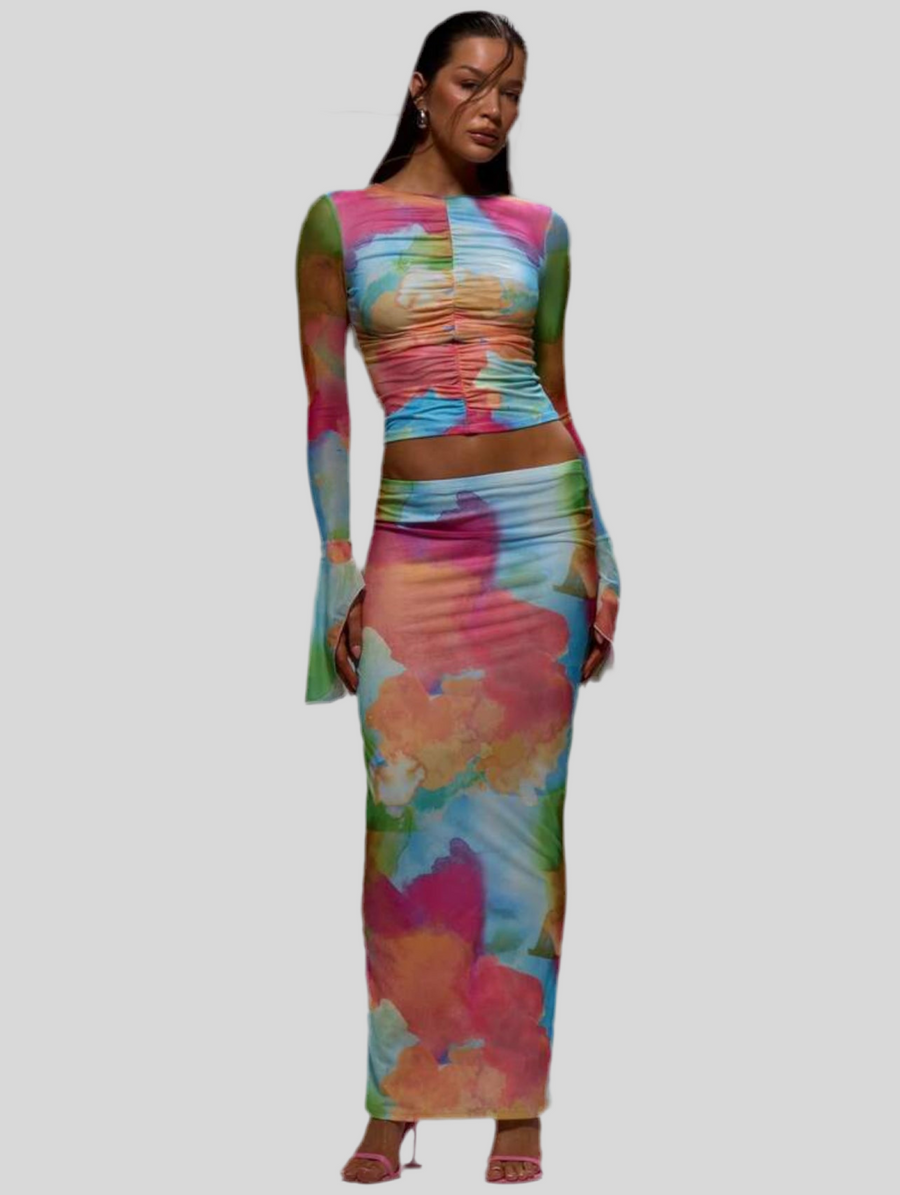 CONJUNTO ELÁSTICO MULTICOLOR FRUNCIDO