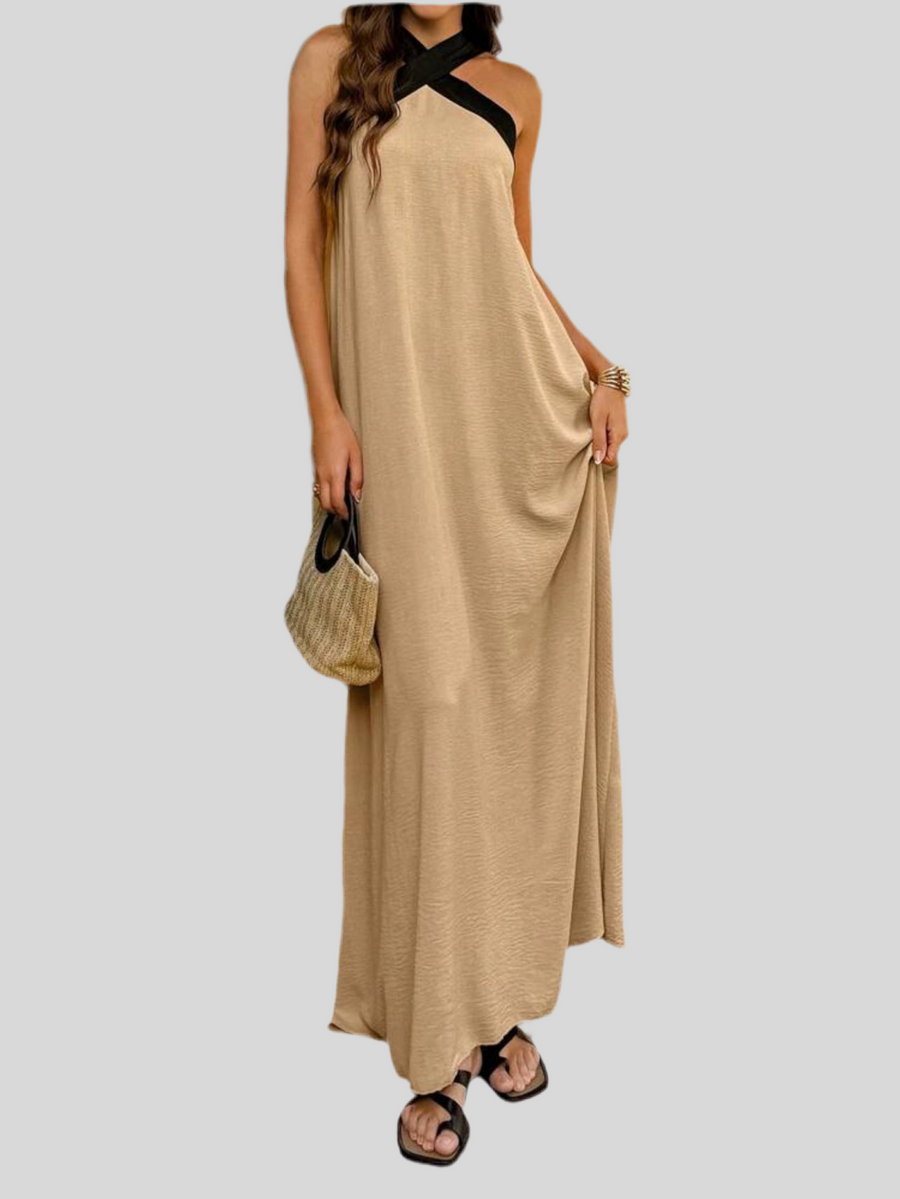 VESTIDO LARGO EN CONTRASTE 7 CLRS