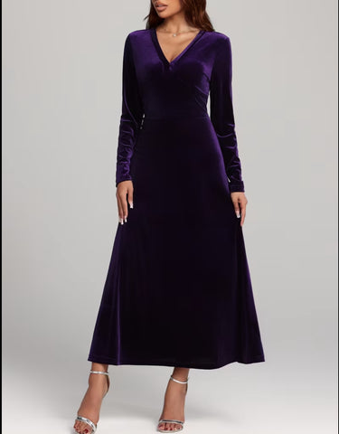 VESTIDO DE TERCIOPELO FALDA EVASÉ 3 CLRS