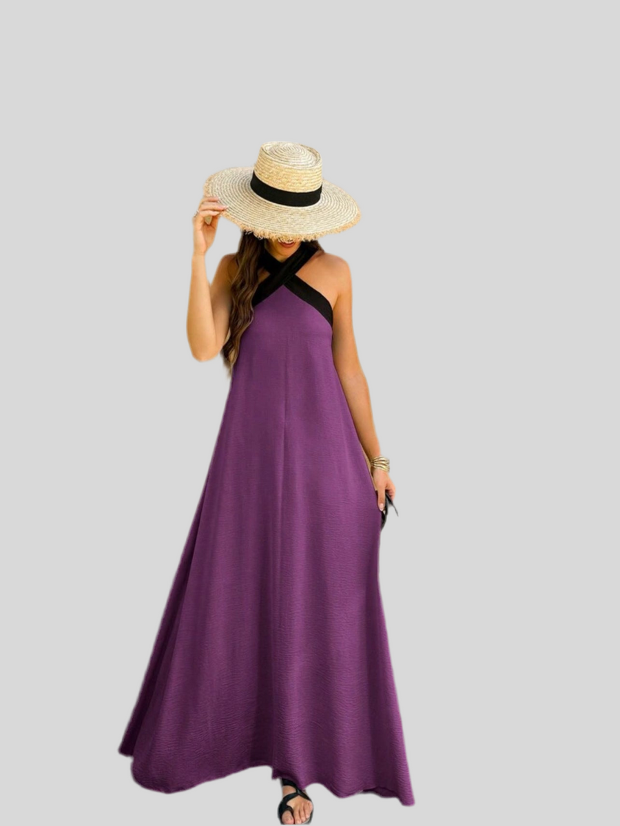 VESTIDO LARGO EN CONTRASTE 7 CLRS