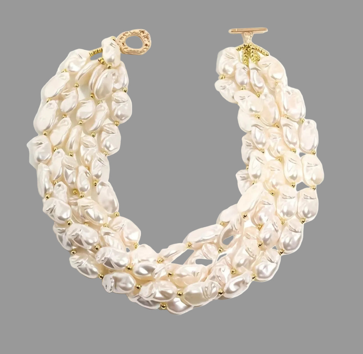 COLLAR DE PERLAS IRREGULARES 5 VUELYAS