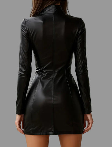 VESTIDO MINI DE CUERO ECO CON CREMALLERA