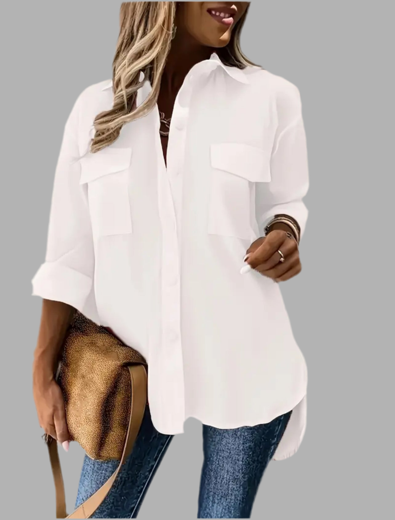 CAMISA AMPLIA CON BOLSILLOS PLASTÓN 3 CLRS
