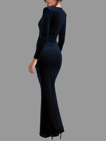 VESTIDO LARGO DE TERCIOPELO ENTALLADO 7 CLRS