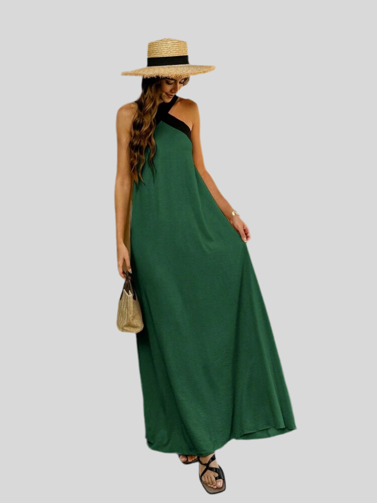 VESTIDO LARGO EN CONTRASTE 7 CLRS