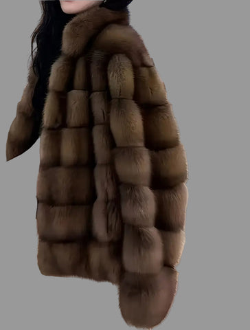 CHAQUETÓN DE PIEL ECO VISÓN HORIZONTAL