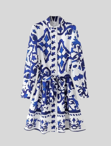 VESTIDO CAMISERO ABOTONADO EN AZULES