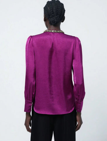 CAMISA DE RASO CON CUELLO JOYA 5 CLRS