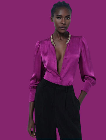 CAMISA DE RASO CON CUELLO JOYA 5 CLRS
