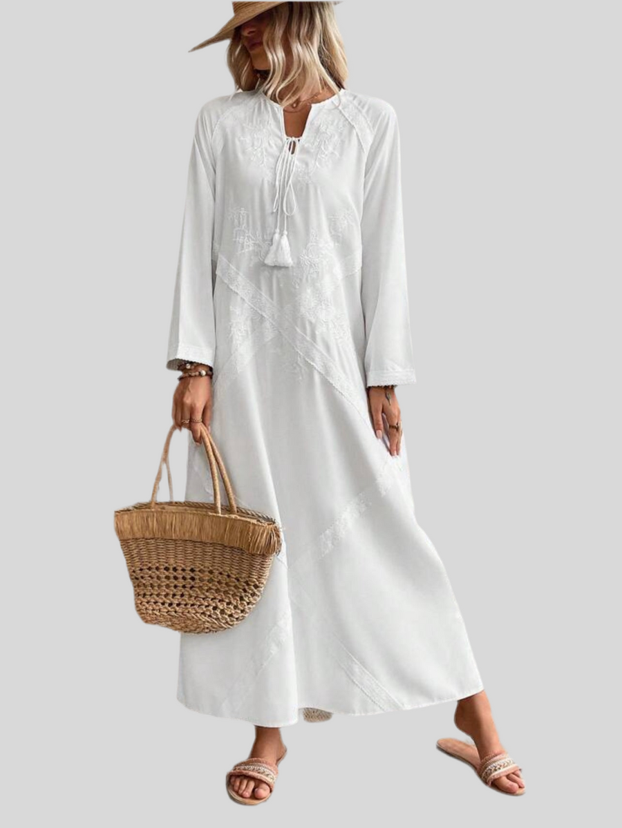 VESTIDO BLANCO ESTILO KAFTAN