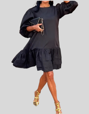 VESTIDO AMPLIO NEGRO VOLANTE