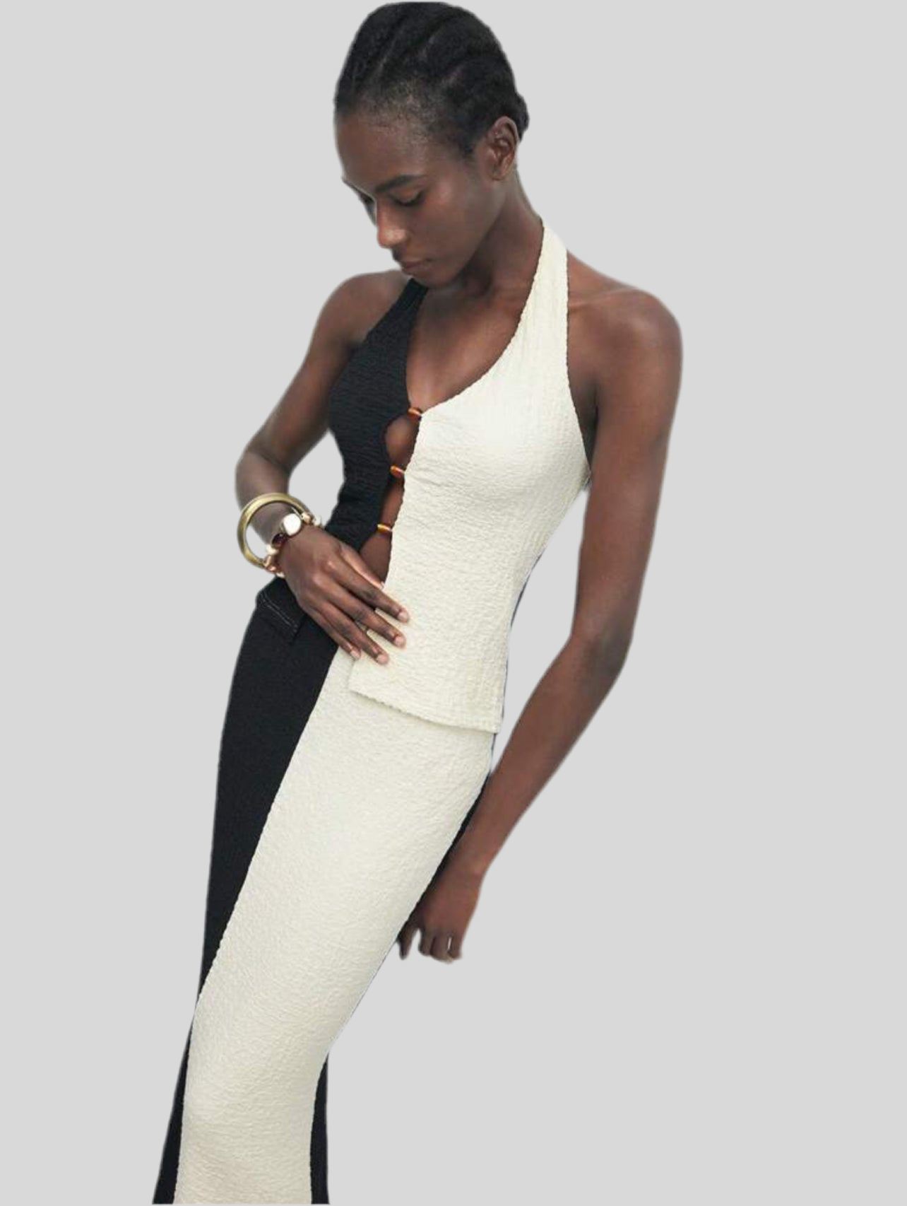 CONJUNTO FALDA LARGA DE TEJIDO ELÁSTICO BICOLOR