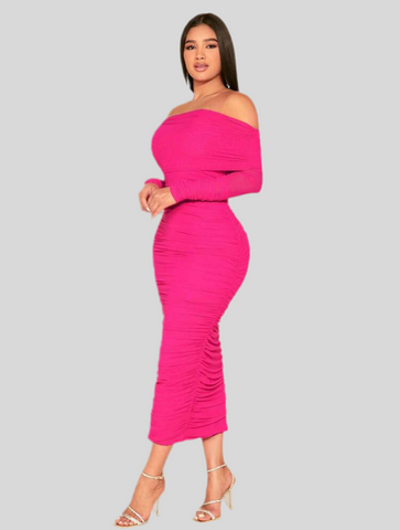 VESTIDO ELÁSTICO DRAPEADO 12 CLRS