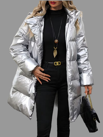 PLUMÍFERO PLATEADO CON CAPUCHA