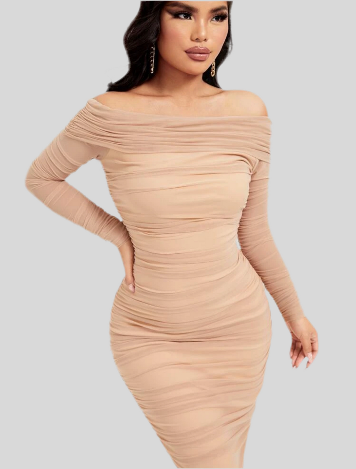 VESTIDO ELÁSTICO DRAPEADO 12 CLRS