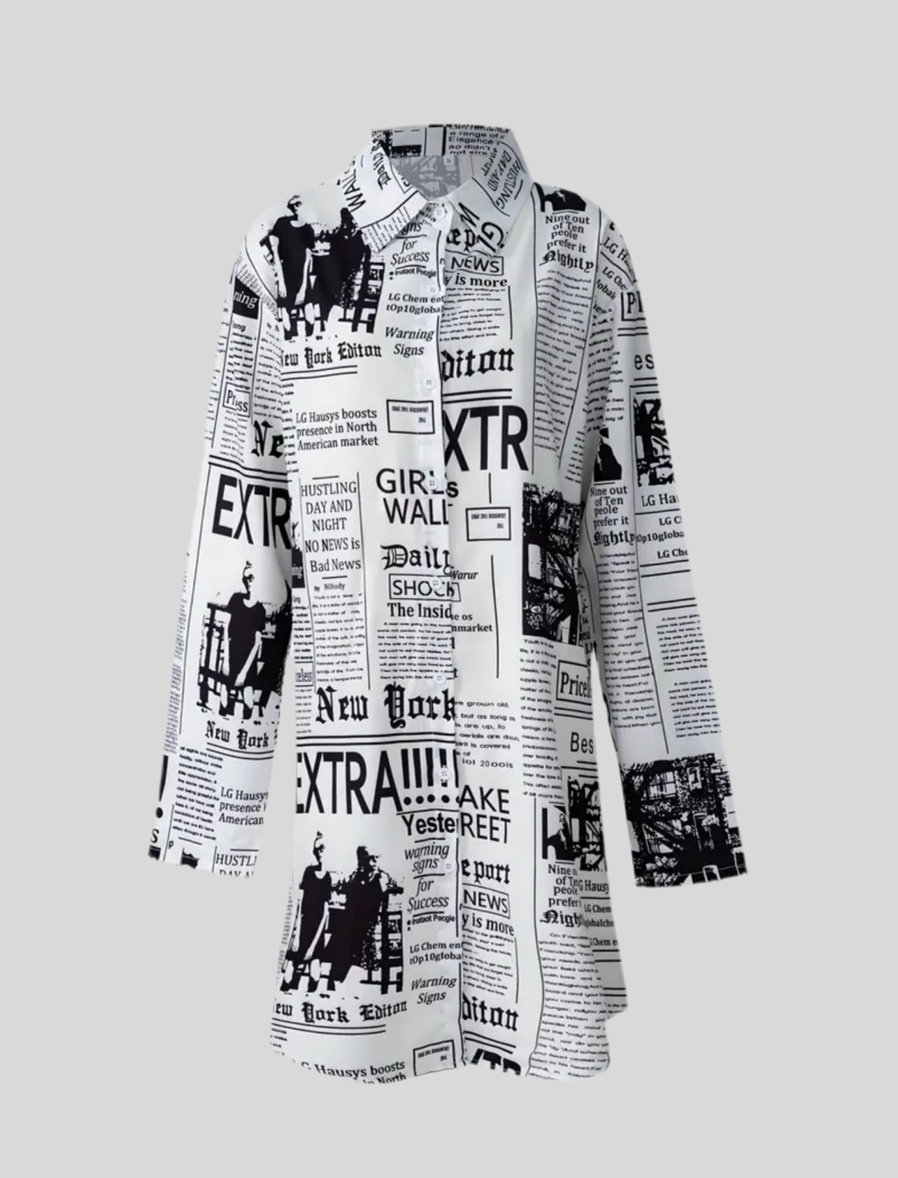 CAMISA LARGA Y AMPLIA NEWSPAPER