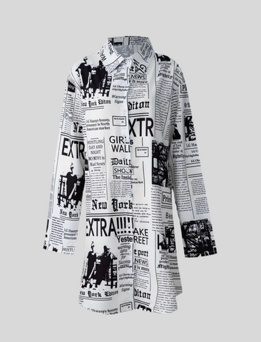 CAMISA LARGA Y AMPLIA NEWSPAPER