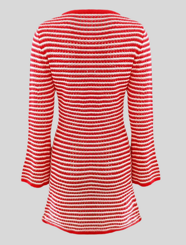 VESTIDO MINI DE PUNTO RAYAS ROJAS
