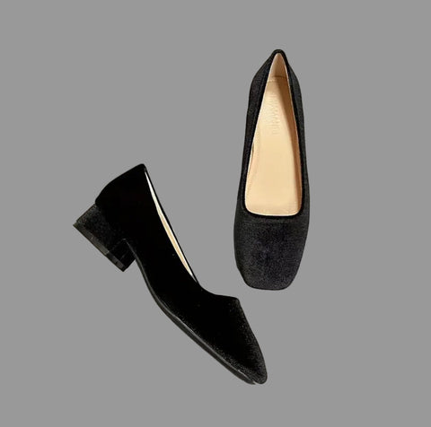 ZAPATOS DE TERCIOPELO DE TACÓN BAJO 9 CLRS