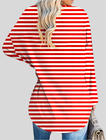 CAMISETA OVERSIZE RAYAS ROJAS