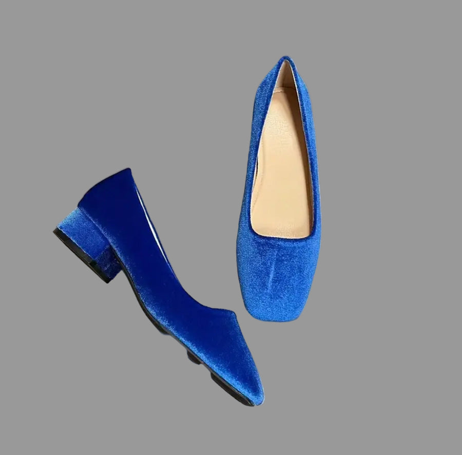 ZAPATOS DE TERCIOPELO DE TACÓN BAJO 9 CLRS