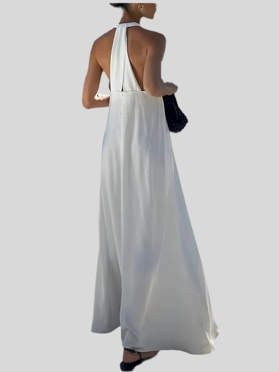 VESTIDO LARGO BLANCO ESPALDA METIDA