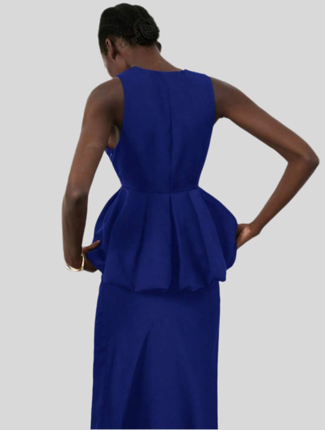 PEPLUM TOP WITH DEEP NECKLINE 3 CLOSURES